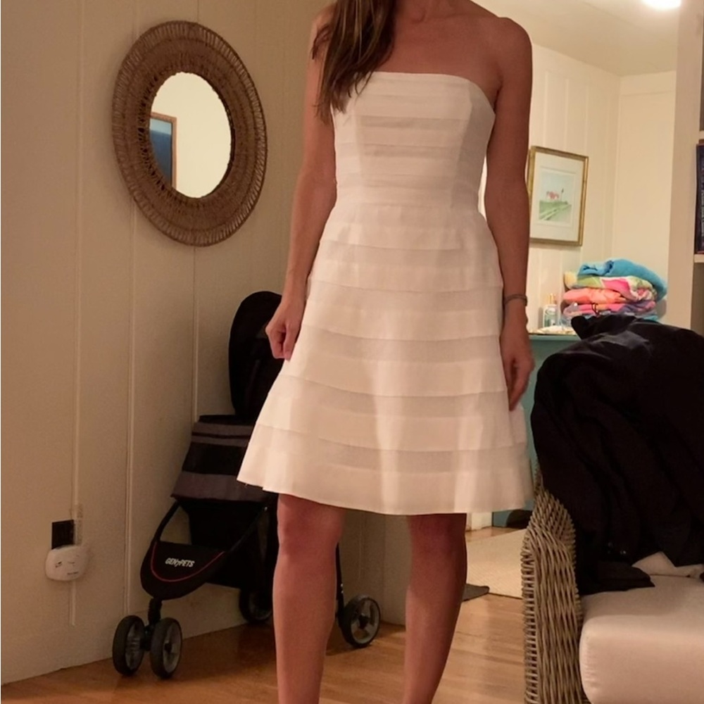 Strapless White A-Line Bandage Dress